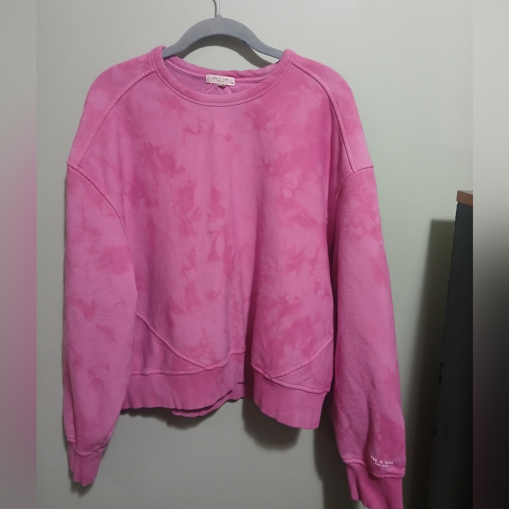 rag & bone Pink Tie-Dye Crewneck Sweatshirt